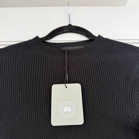 NWT Canada Goose Georgian Slim Crewneck Sweater Black Sz Medium Ribbed Knit Wool - Picture 6 of 11